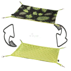 Hamak prostokątny w liście na czarnym tle dla świnek morskich