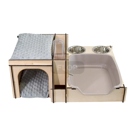 ALL IN ONE kompletne wyposażenie świnkowej klatki (z beżową kuwetą)