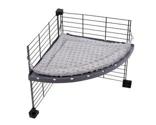 Narożny hamak półokrągły  z szarego polaru minki dla świnki morskiej