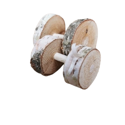 Zestaw 2 hantli z brzozowych krążków do gryzienia i zabawy