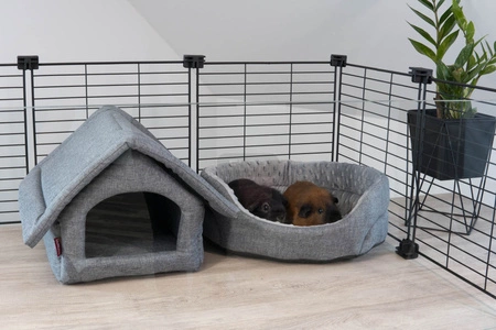 Wielkie szare legowisko z wyciąganą poduchą