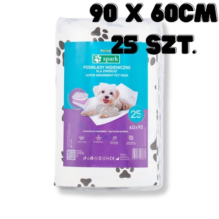 Spark Podkłady jednorazowe pod VetBed 90x60 cm 25 szt. super chłonne FLOP dla świnki morskiej