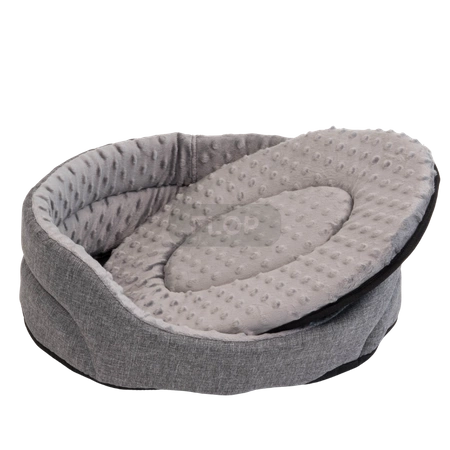 Wielkie szare legowisko z wyciąganą poduchą