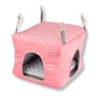 Usztywniany domek z wodoodporną poduchą z szarego polaru minki i koralowej pikówki