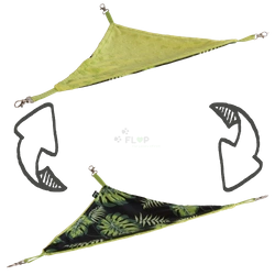 Hamak narożny w liście na czarnym tle dla świnki morskiej