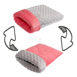 Norka śpiworek z szarego polaru minki i koralowej pikówki