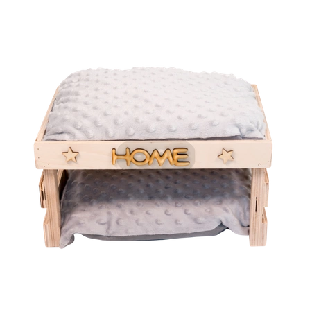 Ażurowy domek z wodoodpornymi poduchami z szarego polaru minki dla świnki morskiej