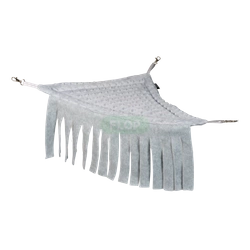 Narożny hamak z parawanem / frędzelkami  z szarego polaru minki dla świnki morskiej