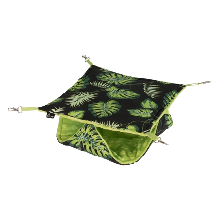 Hamak piętrowy typu plaster miodu w liście na czarnym tle dla świnek morskich