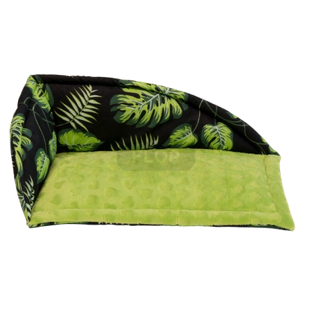 Legowisko narożne w liście na czarnym tle