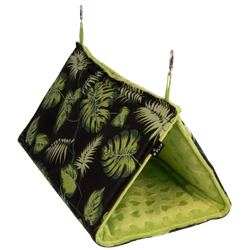 Przelotowy namiot do podwieszenia FLOP w liście na czarnym tle dla świnek morskich