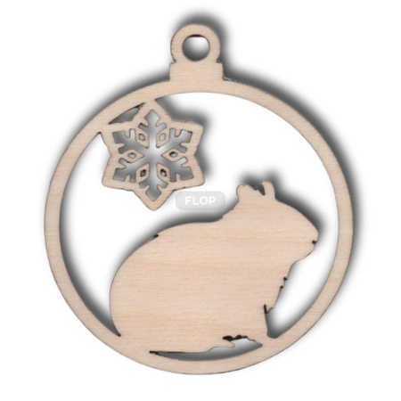 Świąteczna bombka ze świnką morską – kolekcja 2025, sklejka brzozowa