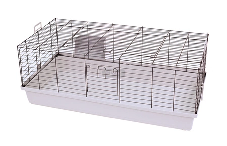 Klatka dla świnki morskiej 120cm x 59cm x 47cm szara z czarnymi kratami