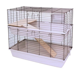 Piętrowa klatka dla świnek morskich 100x55x(h)93cm - szare kuwety, czarne kraty