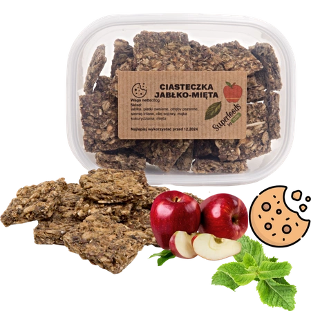 Ciasteczka jabłko-mięta 90g dla świnki morskiej