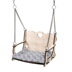 Huśtawka z serduszkiem do zamontowania na prętach klatki FLOP dla kawii domowych