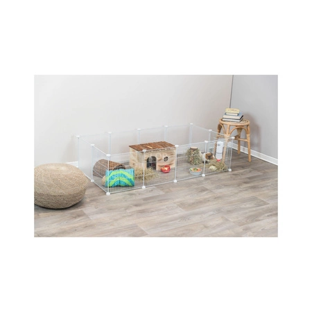 Wybieg domowy z podłogą dla świnek morskich, jeży i królików, biały 140x35x70cm