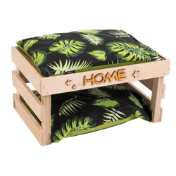 Ażurowy domek z wodoodpornymi poduchami w liście na czarnym tle  FLOP dla świnki morskiej