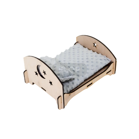 Łóżeczko gwieździste z wodoodpornym materacem i podusią z szarego polaru minki dla małych zwierząt domowych