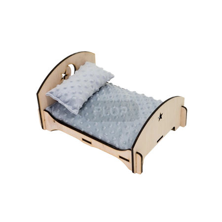 Łóżeczko gwieździste z wodoodpornym materacem i podusią z szarego polaru minki dla małych zwierząt domowych