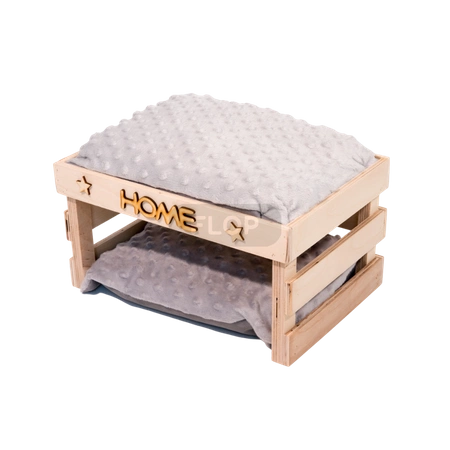 Ażurowy domek z wodoodpornymi poduchami z szarego polaru minki dla świnki morskiej