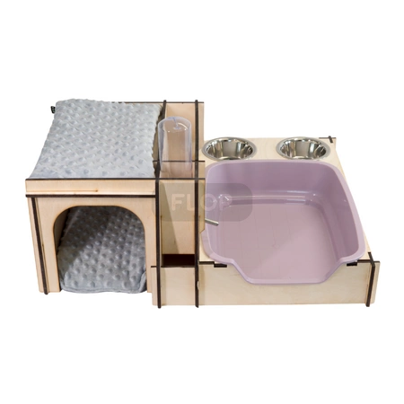 ALL IN ONE kompletne wyposażenie świnkowej klatki (z różową kuwetą)