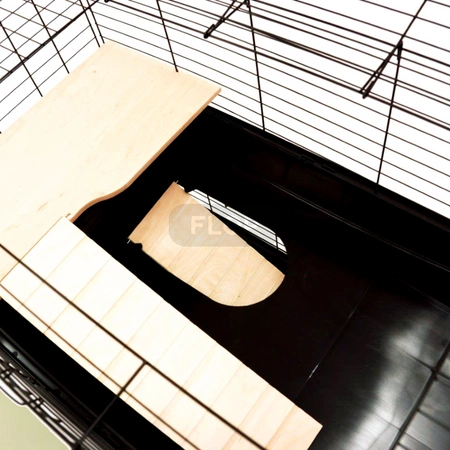 Piętrowa klatka dla świnki morskiej 100x55x(h)93cm - czarne kuwety, czarne kraty