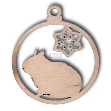 Świąteczna bombka ze świnką morską – kolekcja 2025, sklejka brzozowa